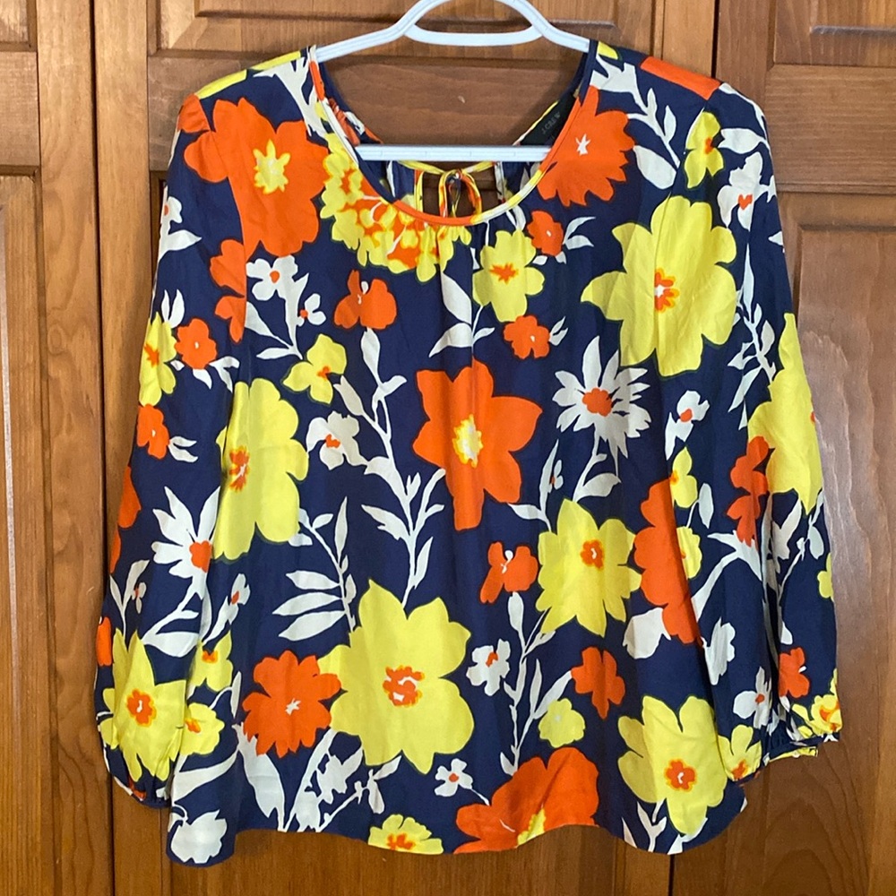 J Crew EUC Silk Floral Blouse